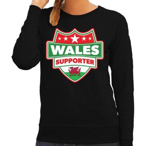 Wales supporter schild sweater zwart voor dames - Wales landen sweater / kleding - EK / WK / Olympische spelen outfit