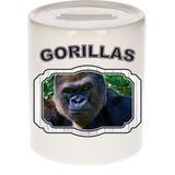 Dieren liefhebber stoere gorilla spaarpot  9 cm jongens en meisjes - keramiek - Cadeau spaarpotten gorilla apen liefhebber