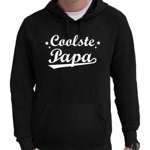 Coolste papa cadeau hoodie zwart heren - zwarte Coolste papa kado sweater/trui met capuchon