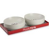 PlasticForte Rond bord/camping - 6x - diep bord - D19 cm - beige - kunststof - soepborden