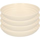 PlasticForte Rond bord/camping - 6x - diep bord - D19 cm - beige - kunststof - soepborden