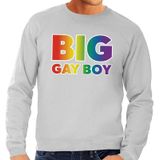 Grote maten Big Gay Boy regenboog sweater grijs -  plus size lgbt sweater voor heren - gay pride