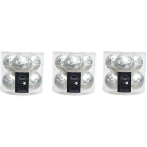 18x stuks kerstballen wit ijslak van glas 8 cm - mat en glans - Kerstversiering/boomversiering