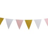 Party verjaardag Vlaggenlijn - 3x - glitters - papier - roze/goud/wit - 6 m - 25 punt vlaggetjes