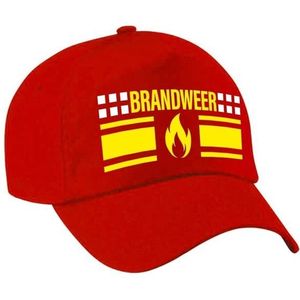 Carnaval pet brandweerman / brandweervrouw rood voor dames en heren - baseball cap - brandweer verkleedpet / feestpet