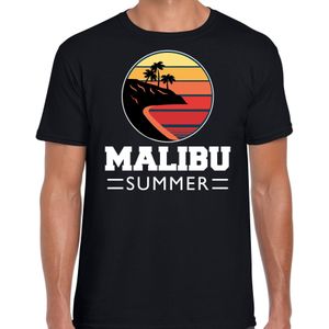 Malibu zomer t-shirt / shirt Malibu summer voor heren - zwart - beach party outfit / vakantie kleding / strand feest shirt