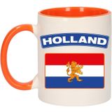 Set van 2x stuks holland vlag mok/ beker oranje wit 300 ml