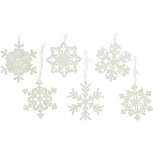 18x Kersthangers/kerstornamenten witte sneeuwvlokken 10 cm - Kerstboomversiering - Kerstversiering hangers