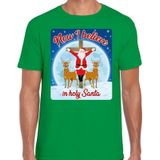 Fout Kerstshirt / t-shirt - Now I believe in Holy Santa - groen voor heren - kerstkleding / kerst outfit