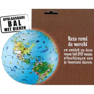 Opblaas wereldbol dieren 30 cm