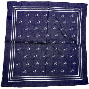 Matroos/kapitein/piraten zakdoek - blauw - met ankers patroon - 55 x 55 cm