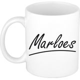 Marloes naam cadeau mok / beker sierlijke letters - Cadeau collega/ moederdag/ verjaardag of persoonlijke voornaam mok werknemers