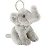 Set van 2x stuks pluche grijze olifanten sleutelhangers 10 cm - Olifanten kunffels dieren sleutelhangers- Speelgoed voor kinderen
