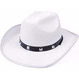 4x stuks witte cowboy hoed met studs - Carnaval verkleed hoeden