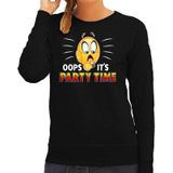 Funny emoticon sweater Oops its party time - zwart voor dames -  Fun / cadeau trui