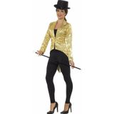 Gouden slipjas met pailletten verkleed kostuum/jas voor dames - Goud thema - Circus/cabaret/theater/parade/show verkleedoutfit