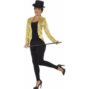 Gouden slipjas met pailletten verkleed kostuum/jas voor dames - Goud thema - Circus/cabaret/theater/parade/show verkleedoutfit