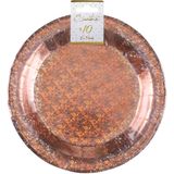 Santex wegwerpbordjes glitter - Bruiloft - 10x stuks - 23 cm - rosegoud