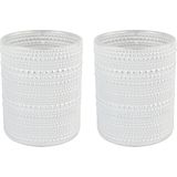 Countryfield Luxe theelichthouder - 2x stuks - Aurora - glas - parel wit/zilver - D7 x H8 cm