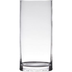 Transparante home-basics Cilinder vorm vaas/vazen van glas 40 x 12 cm - Bloemen/takken/boeketten vaas voor binnen gebruik