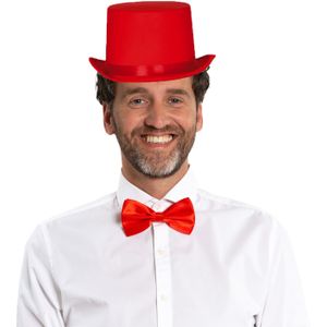 Carnaval verkleedset hoed en strik - rood - volwassenen/unisex - feestkleding accessoires