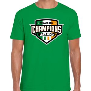 We are the champions Ireland t-shirt met schild embleem in de kleuren van de Ierse vlag - groen - heren - Ierland supporter / Iers elftal fan shirt / EK / WK / kleding