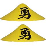 4x stuks chinese Aziatiesche hoed geel met teken - Verkleed carnaval hoeden/hoedjes voor volwassenen