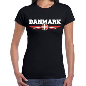 Denemarken / Danmark landen t-shirt zwart dames - Denemarken landen shirt / kleding - EK / WK / Olympische spelen outfit