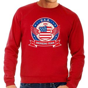 Rood USA drinking team sweater rood heren -  Amerika kleding