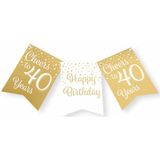 Paperdreams verjaardag vlaggenlijn 40 jaar - 3x - wit/goud - 600 cm