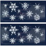 2x Kerst raamversiering raamstickers witte glitter sneeuwvlokken 23 x 49 cm - Raamversiering/raamdecoratie stickers