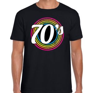 70s / seventies verkleed t-shirt zwart voor heren - discoverkleed / party shirt - Cadeau voor een disco liefhebber