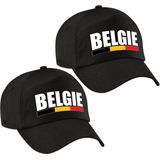 2x stuks belgie landen pet zwart - Belgie baseball cap - EK/WK/Olympische spelen outfit