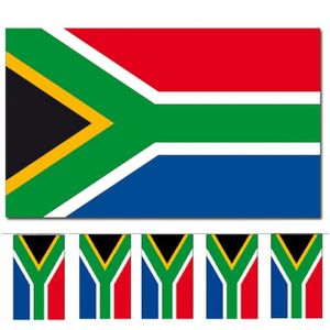Bellatio Decorations - Vlaggen versiering set - Zuid Afrika - Vlag 90 x 150 cm en vlaggenlijn 4 meter