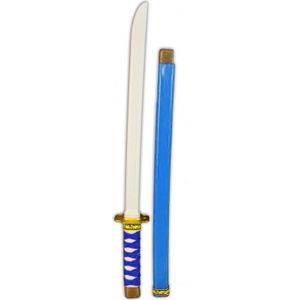 Blauw plastic ninja/ samurai zwaard  60 cm