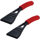 2x stuks kunststof ijskrabber met rood softgrip handvat 27 cm - Ruiten krabbers - Auto accessoires winter