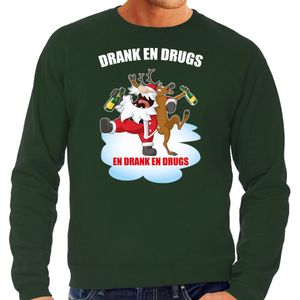 Foute Kerstsweater / Kerst trui Drank en drugs groen voor heren - Kerstkleding / Christmas outfit