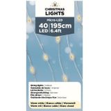 2x stuks draadverlichting zilverdraad 40 warm witte lampjes - 1195 cm - Kerstverlichting lichtsnoeren op batterijen