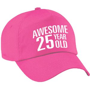 Awesome 25 year old verjaardag pet / cap roze voor dames en heren - baseball cap - verjaardags cadeau - petten / caps