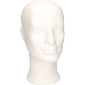 Hobby/DIY piepschuim hoofden/koppen 33 cm man/jongen - Pashoofd/paspop hoofd - Knutselen basis materialen/hobby materiaal