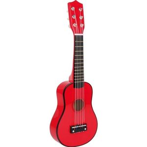 Houten gitaar 53 cm rood voor kinderen - Speelgoed muziek instrumenten