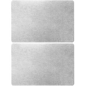Set van 4x stuks rechthoekige placemats zilver met glitters 43,5 x 28,5 cm  - Placemats/onderleggers - Tafeldecoratie