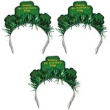 3x Happy St. Patricks day diadeem/haarband voor volwassenen - St. Patricksday verkleedaccessoires haarbanden/diademen
