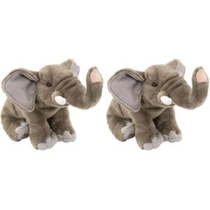 2x stuks pluche olifant knuffel 30 cm - Olifanten knuffeldieren - Speelgoed