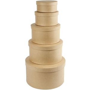 2x stuks ronde bruine hobby knutselen doos/dozen van karton - 35 x 19 cm - Hoedendoos/cadeauverpakking