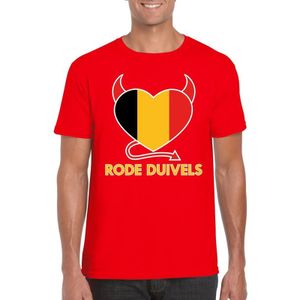 Rood Belgie duivels hart supporter shirt heren