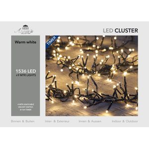 Kerstverlichting clusterverlichting met timer en dimmer 1536 lampjes warm wit  9 mtr - Voor binnen en buiten gebruik