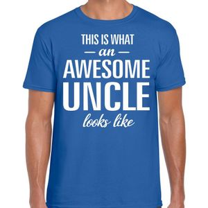 Awesome Uncle - geweldige oom cadeau t-shirt blauw heren - Verjaardag cadeau