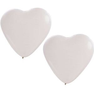 6x stuks Hartjes ballonnen wit van 27 cm - Bruiloft feestartikelen en versieringen - valentijn decoratie