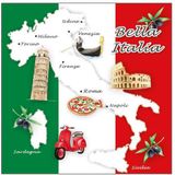 60x Italie landen vlag thema servetten 33 x 33 cm - Italiaanse vlag/steden/laars feestartikelen - Landen decoratie